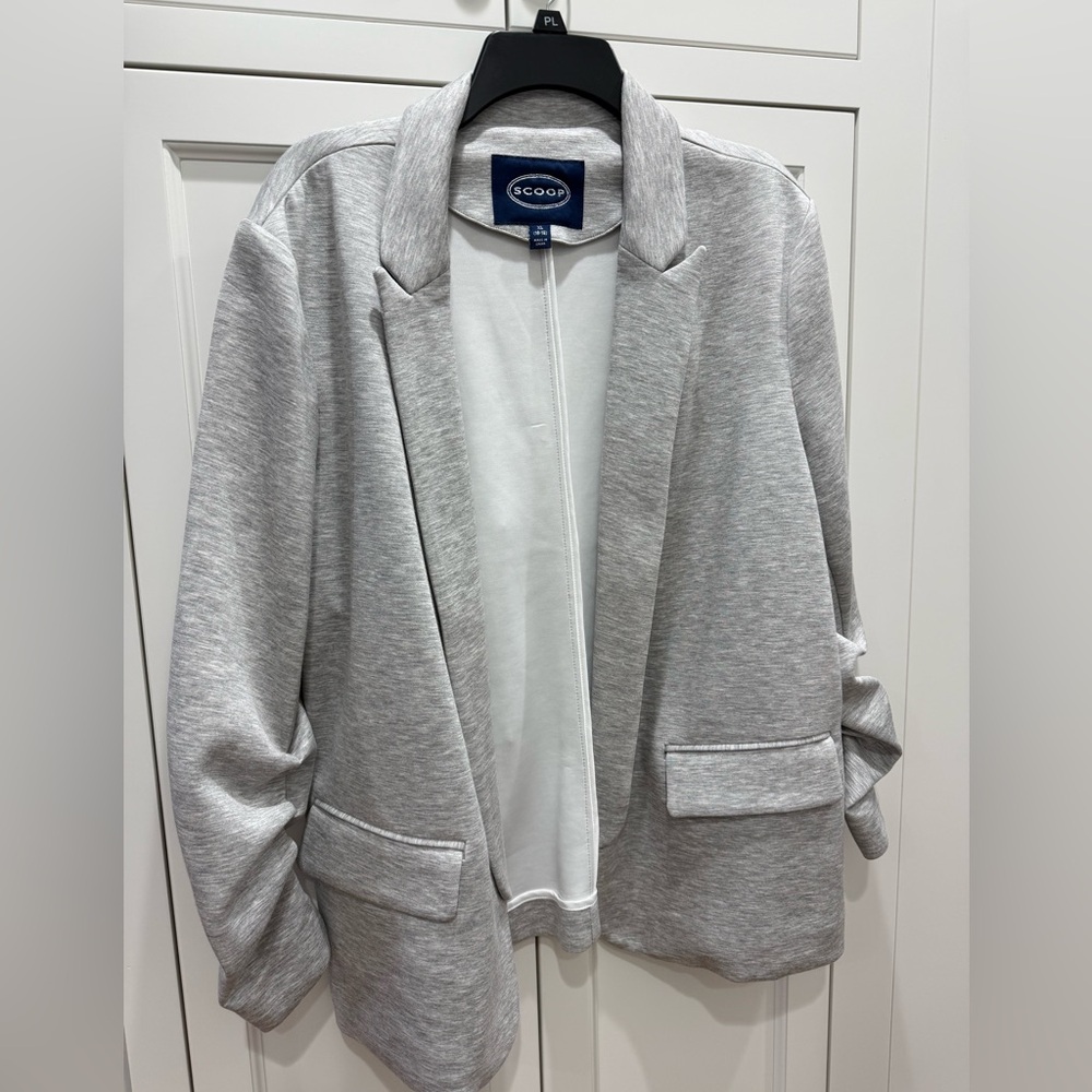 NWT Scoop Gray Knit Scrunch Sleeve Jacket, XL - Picture 5 of 14